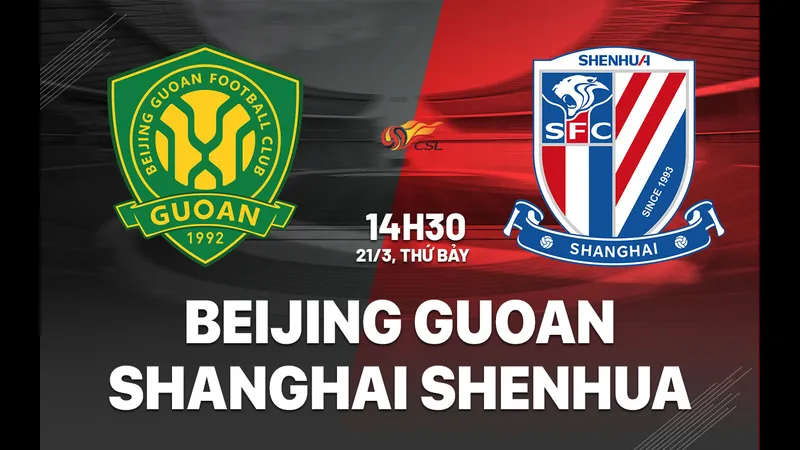 Cầu thủ của Shanghai Shenhua và Beijing Guoan đấu tranh gay gắt trên sân cỏ